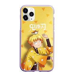 Чехол iPhone 11 Pro матовый Zenitsu Agatsuma Kimetsu no Yaiba, цвет: 3D-светло-сиреневый