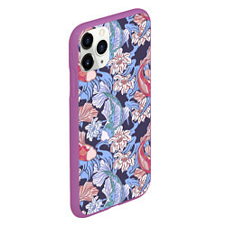 Чехол iPhone 11 Pro матовый Карпы КОИ и цветки Лотоса, цвет: 3D-фиолетовый — фото 2