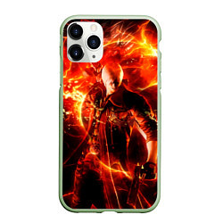 Чехол iPhone 11 Pro матовый Данте в огне, цвет: 3D-салатовый
