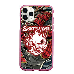 Чехол iPhone 11 Pro матовый SAMURAI CYBERPUNK NINJA, цвет: 3D-малиновый