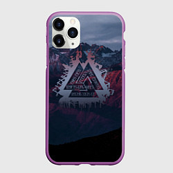 Чехол iPhone 11 Pro матовый Валькнут, цвет: 3D-фиолетовый