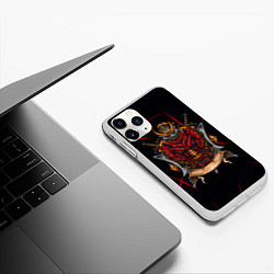 Чехол iPhone 11 Pro матовый Красный китайский дракон, цвет: 3D-белый — фото 2