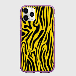 Чехол iPhone 11 Pro матовый Тигровые полоски, цвет: 3D-фиолетовый