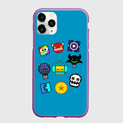 Чехол iPhone 11 Pro матовый Geometry Dash: Icons, цвет: 3D-фиолетовый