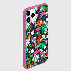 Чехол iPhone 11 Pro матовый Geometry Dash: Pattern Z, цвет: 3D-фиолетовый — фото 2