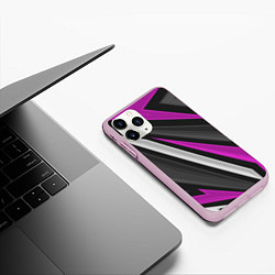 Чехол iPhone 11 Pro матовый Спортивные линии, цвет: 3D-розовый — фото 2