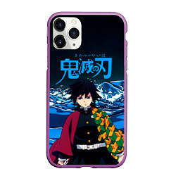 Чехол iPhone 11 Pro матовый Гию Томиока Кокушибо Kimetsu no Yaiba, цвет: 3D-фиолетовый