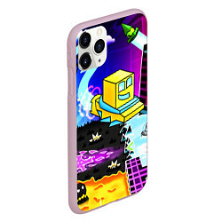 Чехол iPhone 11 Pro матовый Geometry Dash: Art, цвет: 3D-розовый — фото 2