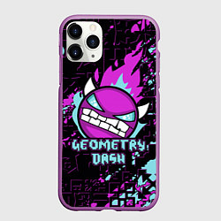 Чехол iPhone 11 Pro матовый Geometry Dash, цвет: 3D-фиолетовый