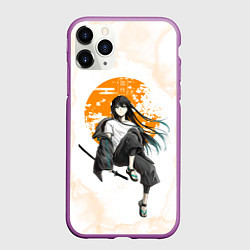 Чехол iPhone 11 Pro матовый Муичиро Токито Kimetsu no Yaiba, цвет: 3D-фиолетовый