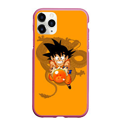 Чехол iPhone 11 Pro матовый Kid Goku, цвет: 3D-малиновый