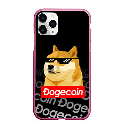 Чехол iPhone 11 Pro матовый DOGECOIN DOGE ДОГИКОИН, цвет: 3D-малиновый
