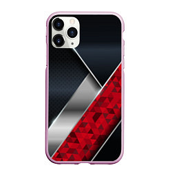 Чехол iPhone 11 Pro матовый 3D BLACK AND RED METAL