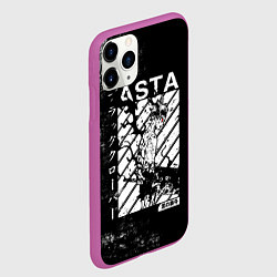 Чехол iPhone 11 Pro матовый Чёрный Аста Чёрный Клевер, цвет: 3D-фиолетовый — фото 2