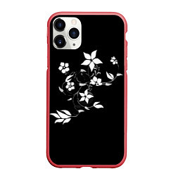 Чехол iPhone 11 Pro матовый Цвета цветов черное, цвет: 3D-красный
