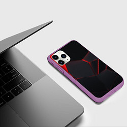 Чехол iPhone 11 Pro матовый Красные плиты 3D, цвет: 3D-фиолетовый — фото 2