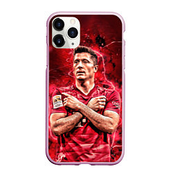 Чехол iPhone 11 Pro матовый Левандовски Lewandowski 9, цвет: 3D-розовый