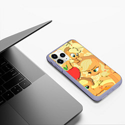 Чехол iPhone 11 Pro матовый Applejack pattern, цвет: 3D-светло-сиреневый — фото 2