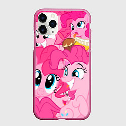 Чехол iPhone 11 Pro матовый Pinkie Pie pattern, цвет: 3D-малиновый