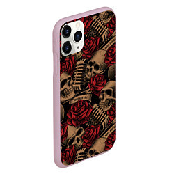 Чехол iPhone 11 Pro матовый Черепа Рок-н-ролл, цвет: 3D-розовый — фото 2