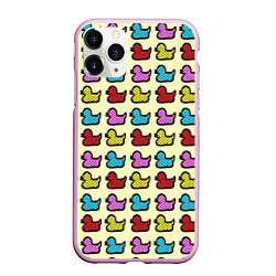 Чехол iPhone 11 Pro матовый Утиный фон Утки Ducks, цвет: 3D-розовый