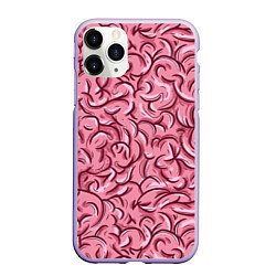 Чехол iPhone 11 Pro матовый Текстура мозга, цвет: 3D-светло-сиреневый