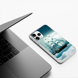 Чехол iPhone 11 Pro матовый Парусник, цвет: 3D-белый — фото 2