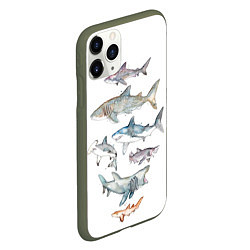 Чехол iPhone 11 Pro матовый Акулы, цвет: 3D-темно-зеленый — фото 2
