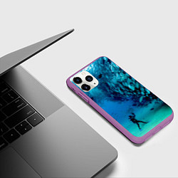 Чехол iPhone 11 Pro матовый Фото дайвинг, цвет: 3D-фиолетовый — фото 2