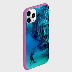 Чехол iPhone 11 Pro матовый Фото дайвинг, цвет: 3D-фиолетовый — фото 2