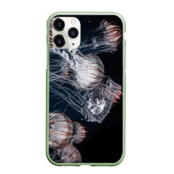 Чехол iPhone 11 Pro матовый Медузы, цвет: 3D-салатовый