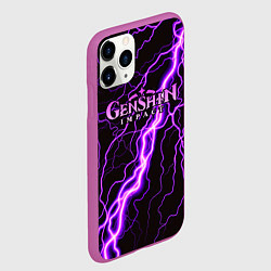 Чехол iPhone 11 Pro матовый GENSHIN IMPACT МОЛНИЯ НЕОН, цвет: 3D-фиолетовый — фото 2