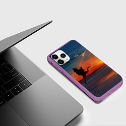 Чехол iPhone 11 Pro матовый Прибрежный закат, цвет: 3D-фиолетовый — фото 2