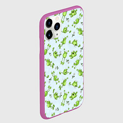 Чехол iPhone 11 Pro матовый Веселые лягушки, цвет: 3D-фиолетовый — фото 2