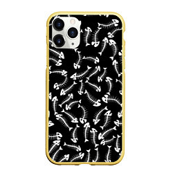 Чехол iPhone 11 Pro матовый Fishbones, цвет: 3D-желтый