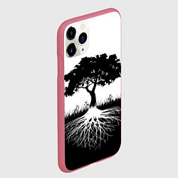 Чехол iPhone 11 Pro матовый ДЕРЕВО ИНЬ-ЯНЬ, цвет: 3D-малиновый — фото 2