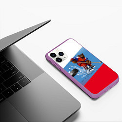 Чехол iPhone 11 Pro матовый Русский хоккей, цвет: 3D-фиолетовый — фото 2