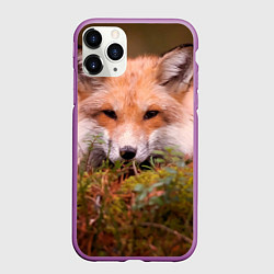 Чехол iPhone 11 Pro матовый Лисица в засаде, цвет: 3D-фиолетовый