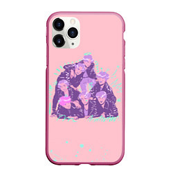 Чехол iPhone 11 Pro матовый BTS Band, цвет: 3D-малиновый