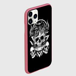 Чехол iPhone 11 Pro матовый Черепа и Вороны Skulls Raven, цвет: 3D-малиновый — фото 2