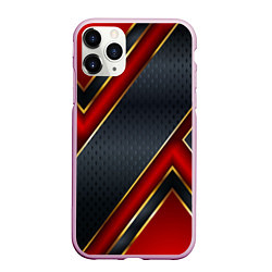 Чехол iPhone 11 Pro матовый Black & Red 3D, цвет: 3D-розовый