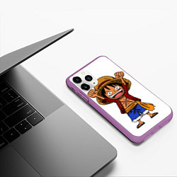Чехол iPhone 11 Pro матовый One piece Луффи ликует, цвет: 3D-фиолетовый — фото 2