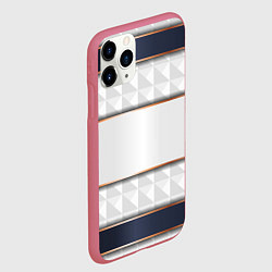 Чехол iPhone 11 Pro матовый White 3d lines, цвет: 3D-малиновый — фото 2