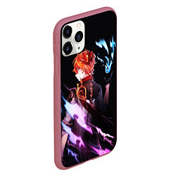 Чехол iPhone 11 Pro матовый ТАРТАЛЬЯ - GENSHIN IMPACT NEON, цвет: 3D-малиновый — фото 2