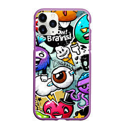 Чехол iPhone 11 Pro матовый Граффити, цвет: 3D-фиолетовый