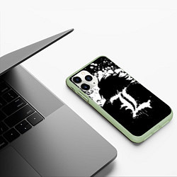 Чехол iPhone 11 Pro матовый Death Note брызги краски, цвет: 3D-салатовый — фото 2