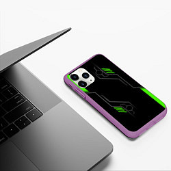 Чехол iPhone 11 Pro матовый ФУТУРИСТИЧНАЯ БРОНЯ ЗЕЛЕНАЯ, цвет: 3D-фиолетовый — фото 2