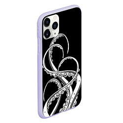 Чехол iPhone 11 Pro матовый Octopus Black and White, цвет: 3D-светло-сиреневый — фото 2