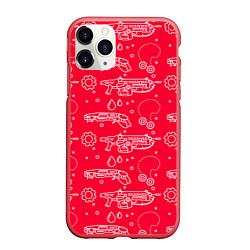 Чехол iPhone 11 Pro матовый Gears pattern, цвет: 3D-красный