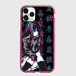 Чехол iPhone 11 Pro матовый Sad Anime Girl, цвет: 3D-малиновый